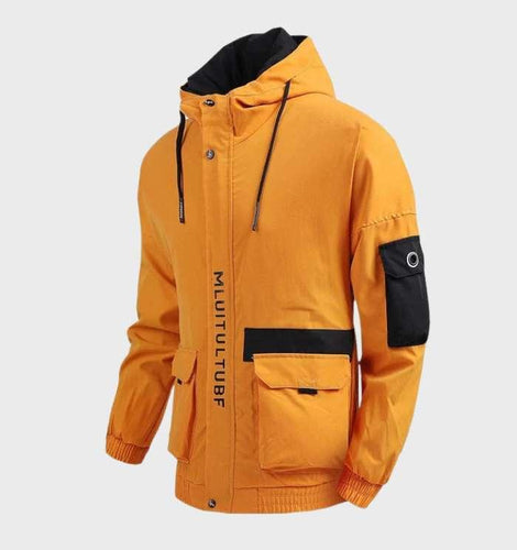 Warme, leichte Jacke mit Taschen, Kapuze und Kordelzug – Taviero