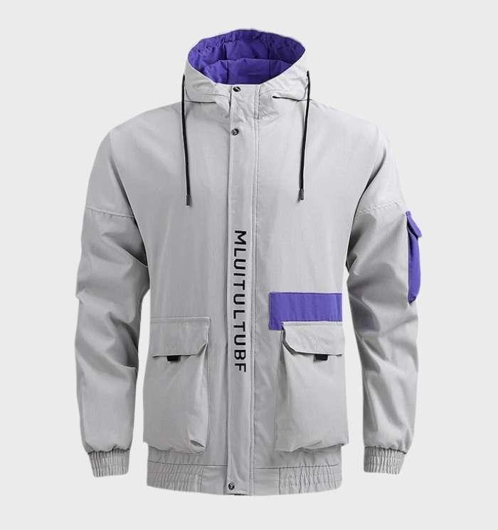 Warme, leichte Jacke mit Taschen, Kapuze und Kordelzug – Taviero