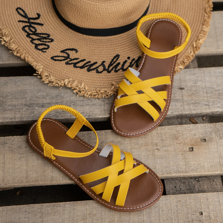 Echoarchiv | Elegante Leder Damen Sandalen Flacher Schuh