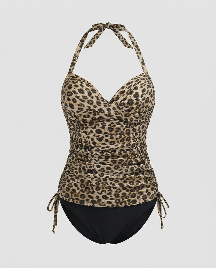 Echoarchiv | Atmungsaktiver Tankini mit V-Ausschnitt Im Leopardenmuster
