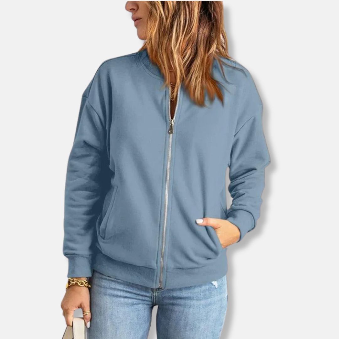 Jacke - Leicht - Lässige Passform - Reißverschluss - Rippenbündchen - Lässiger Look – Célinea