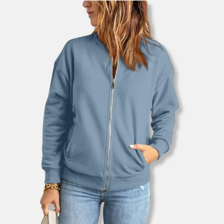 Jacke - Leicht - Lässige Passform - Reißverschluss - Rippenbündchen - Lässiger Look – Célinea