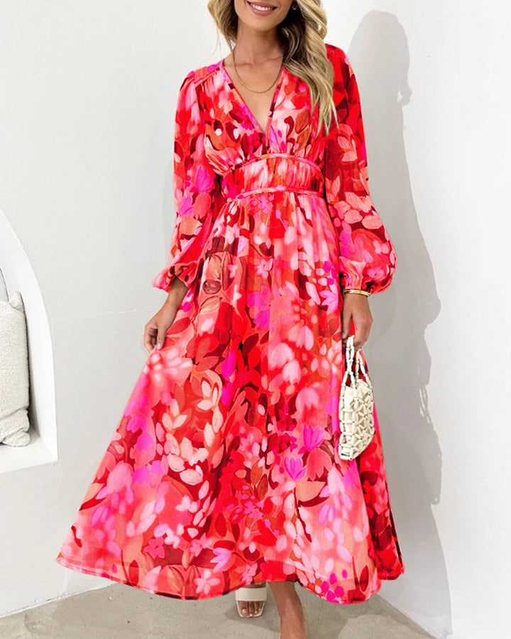 Echoarchiv | Elegantes Kleid mit Blumendruck und V-Ausschnitt