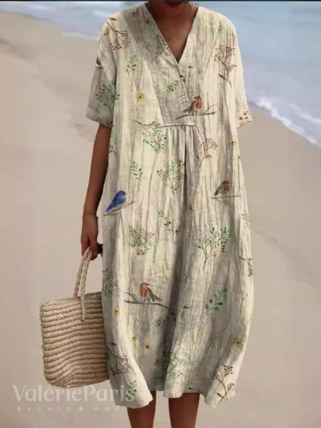 Echoarchiv | Lässiges Kleid mit Floralem Druck aus Atmungsaktivem Baumwollstoff