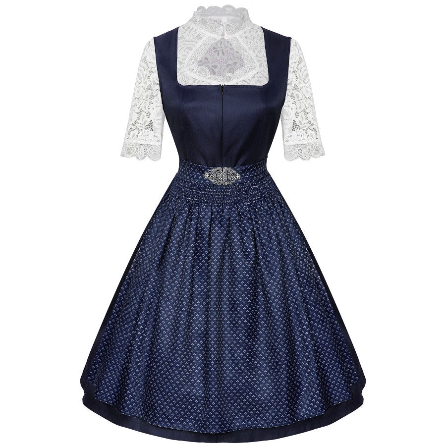 Damen Dirndlkleid mit floralen Details und Spitzenärmel Echoarchiv
