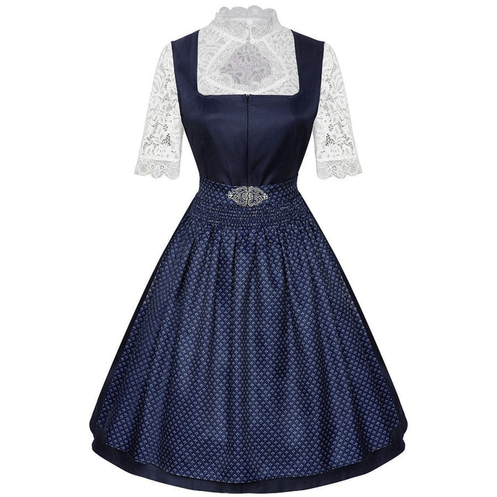 Damen Dirndlkleid mit floralen Details und Spitzenärmel Echoarchiv