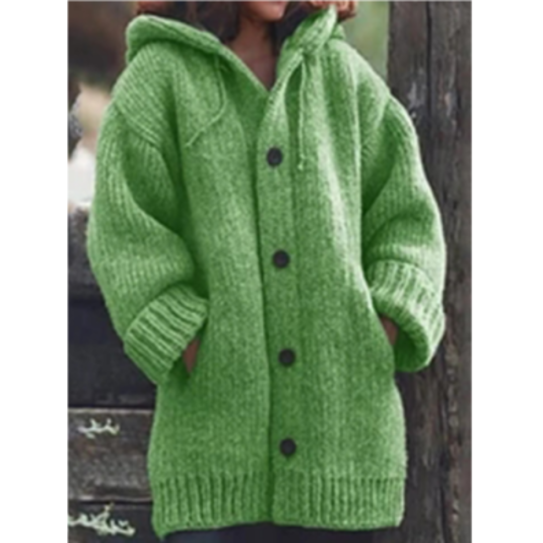 Kuscheliger Strickmantel Mit Kapuze Für Damen – Célinea
