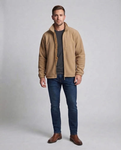Herren Thermofleece‑Jacke mit Teddyfutter, wasserdichter Brusttasche & Stehkragen Echoarchiv