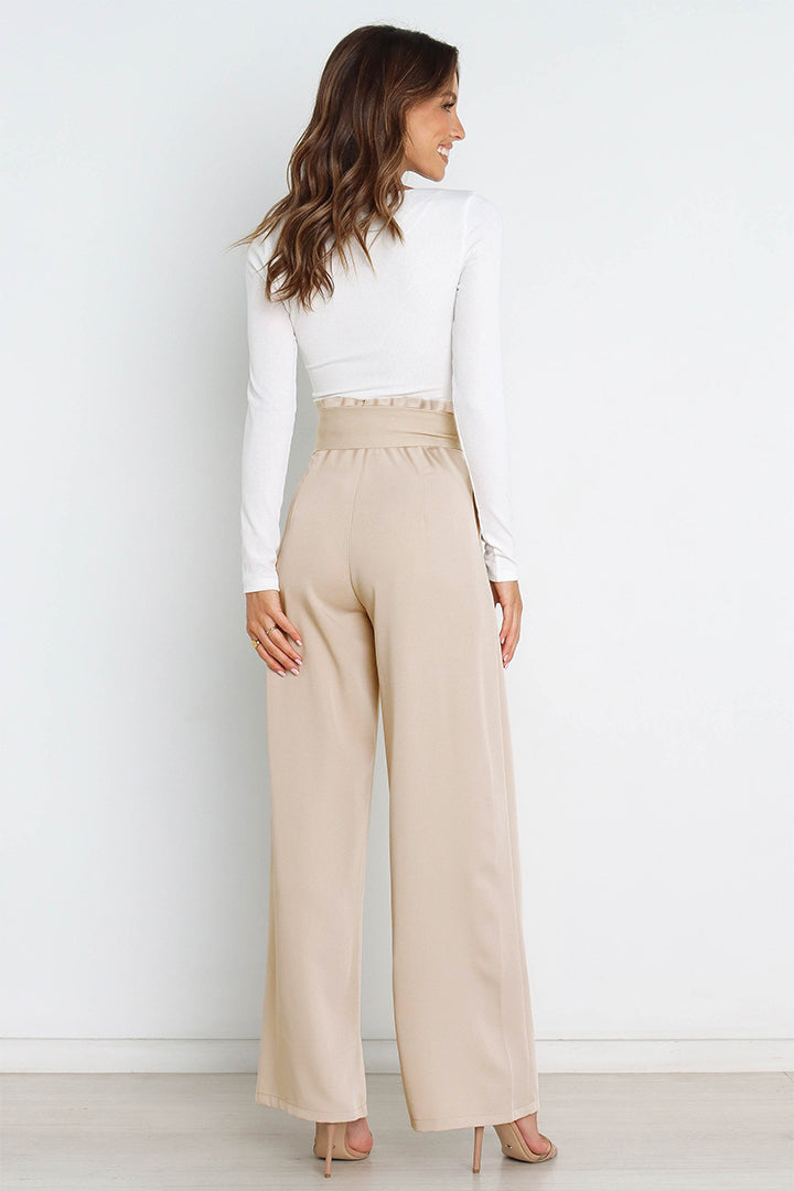 Hohe Taille Paperbag Hose mit Schleifendetail – Avélisse