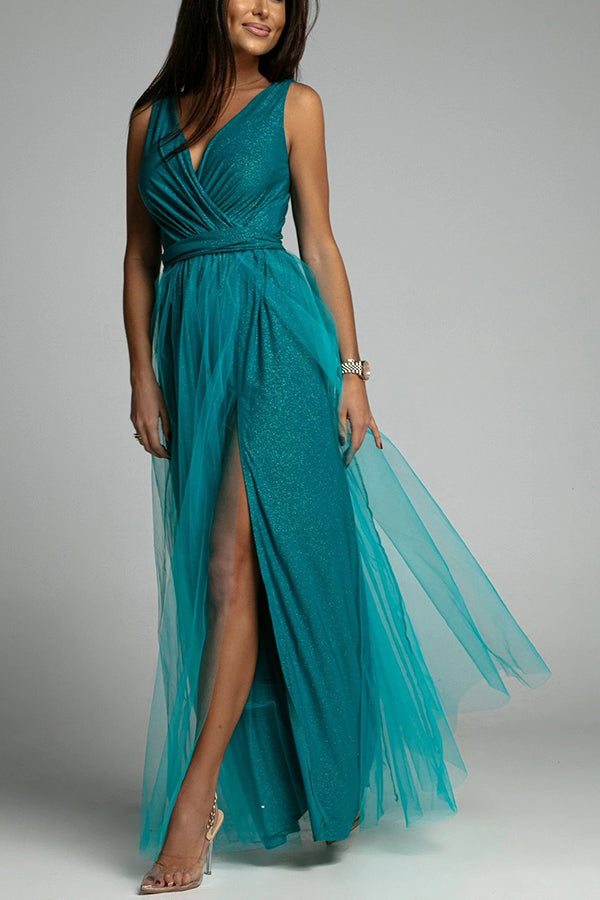 Echoarchiv | It'S My Day Light Tulle Schlitz Maxi Kleid