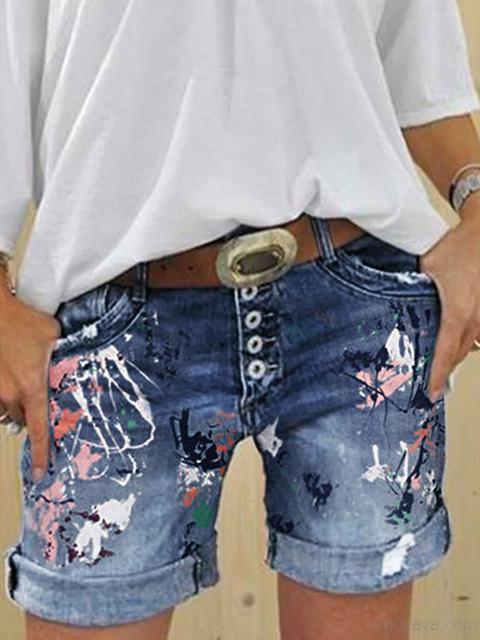 Echoarchiv | Multi Knopf-Druck Denimshorts