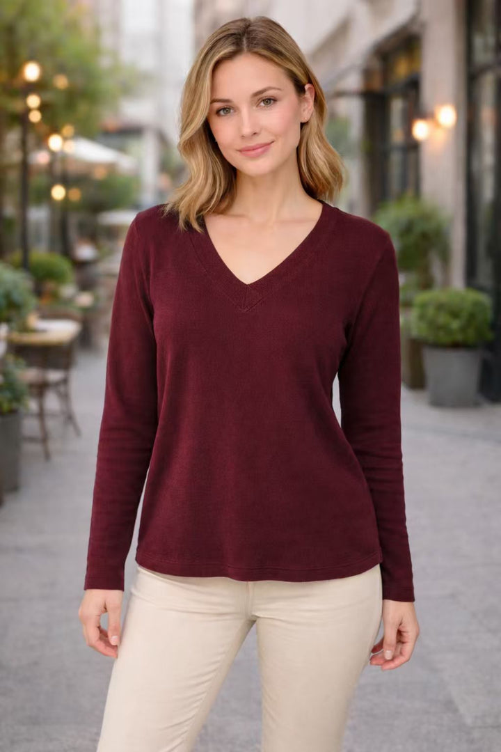 Amara I Vintage Pullover mit V-Ausschnitt