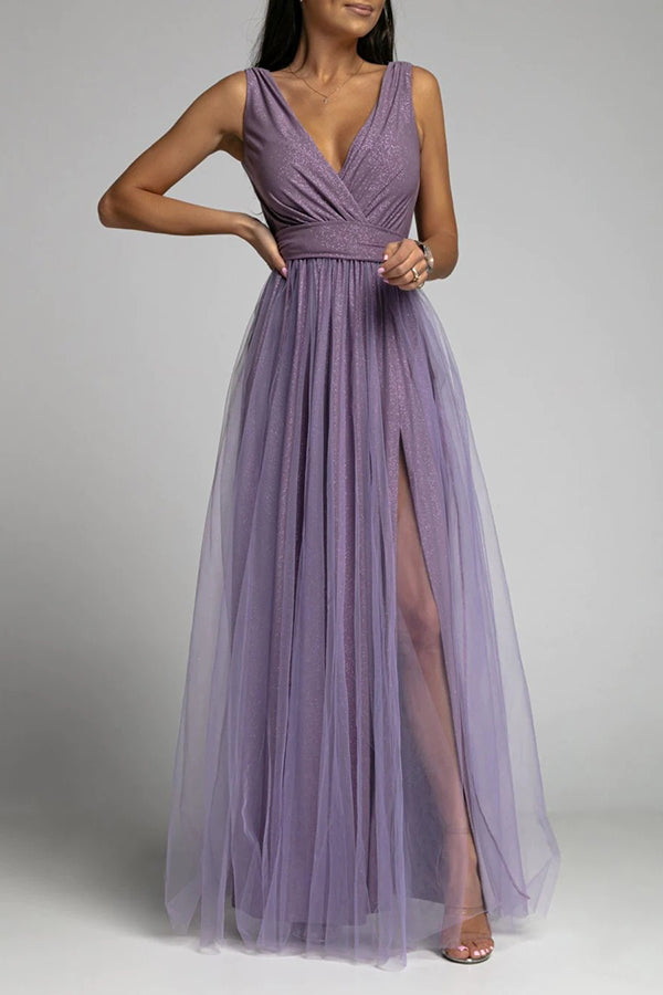 Echoarchiv | It'S My Day Light Tulle Schlitz Maxi Kleid