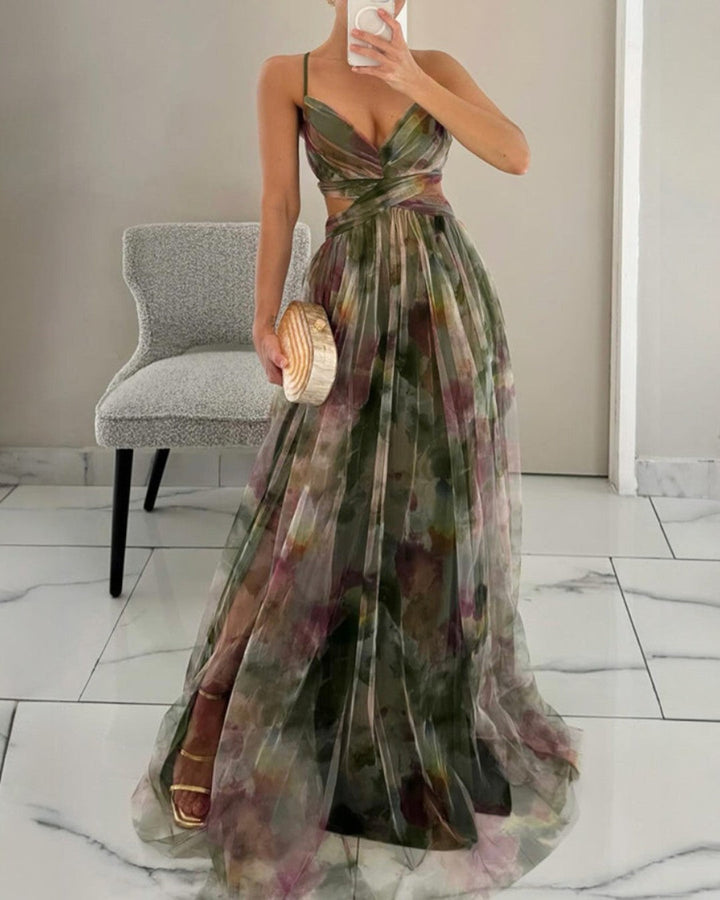 Damen Maxikleid Blumenprint Elegant