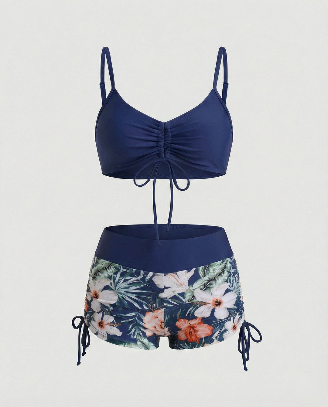 Echoarchiv | 2 Teiliges Bikini mit Grünem Blumenmuster und Hoher Taille