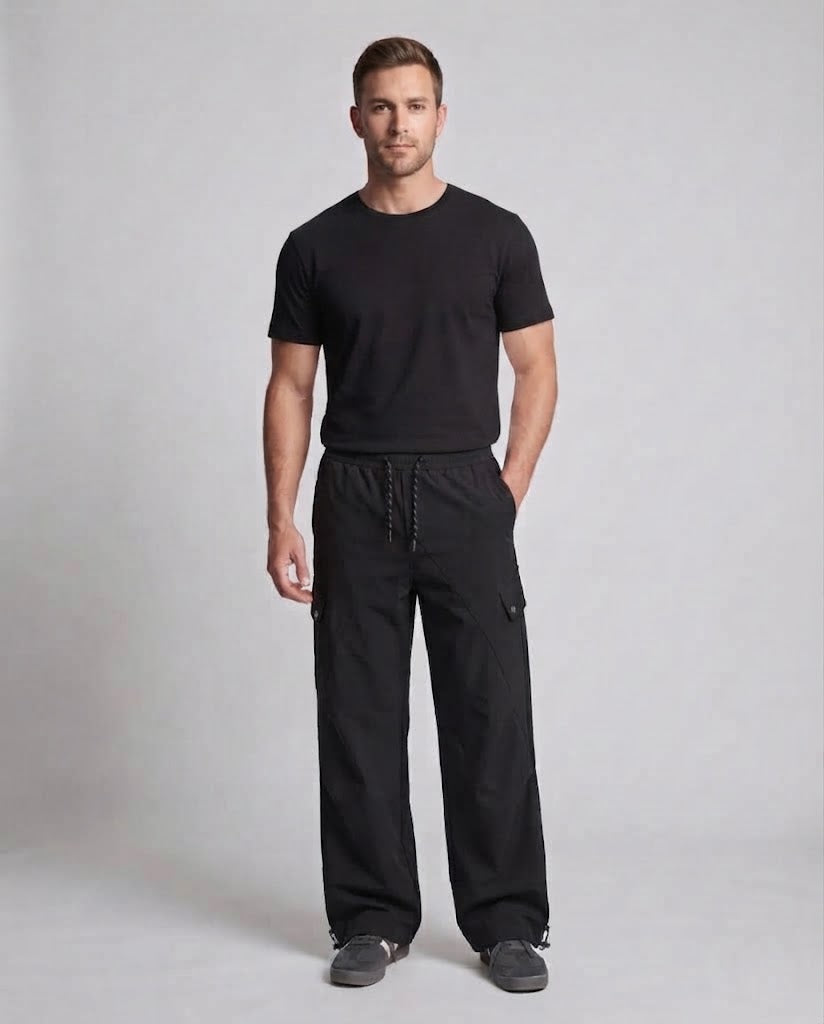 Herren Weite Tech-Cargo-Hose im Baggy-Schnitt mit Tunnelzug & Klappentaschen Echoarchiv