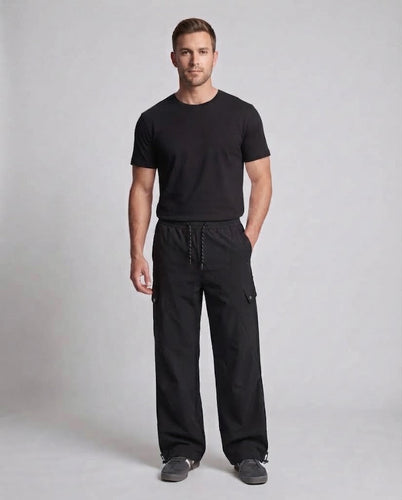 Herren Weite Tech-Cargo-Hose im Baggy-Schnitt mit Tunnelzug & Klappentaschen Echoarchiv