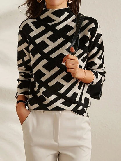 Bequemer schöner geometrischer Pullover – Mavelle