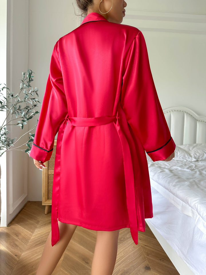 Echoarchiv | Einfarbiges Satin V-Ausschnitt Top & Shorts Pyjama-Set Für Damen