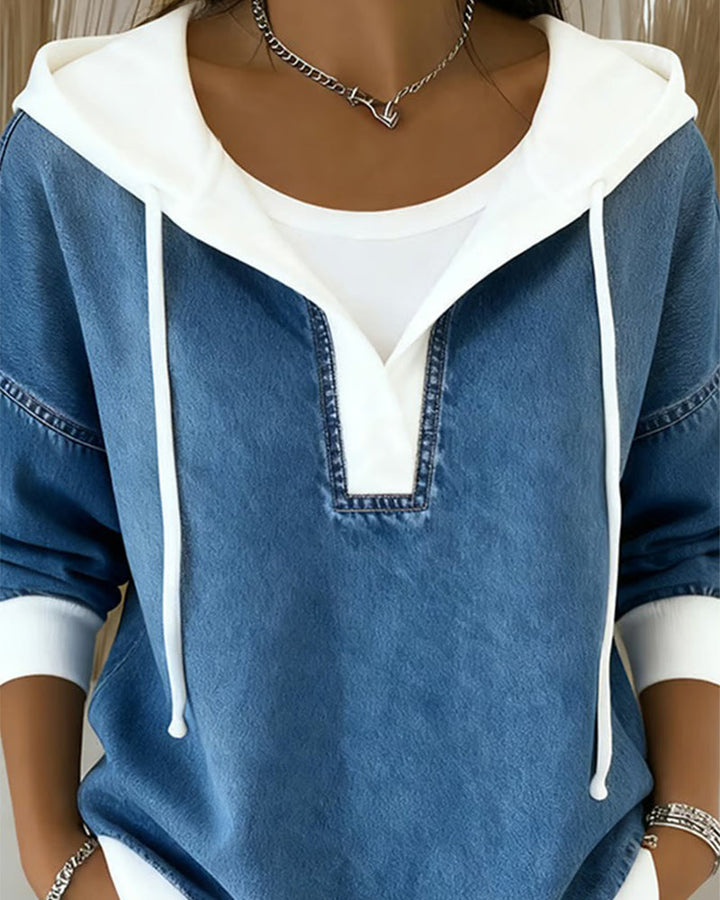 Echoarchiv | SwEchoarchivtshirt mit Schnürung und Denim Einsätzen