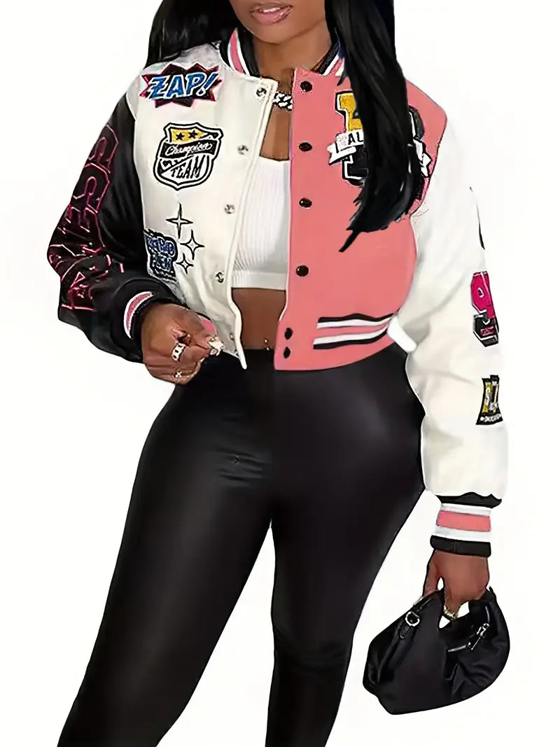 Echoarchiv | Damen Varsity-Jacke mit Briefdruck