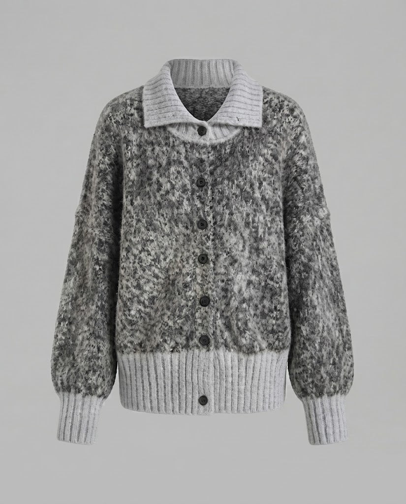 Damen Grobgestrickte Oversize-Knopfjacke aus Mohair-Optik Echo Archiv