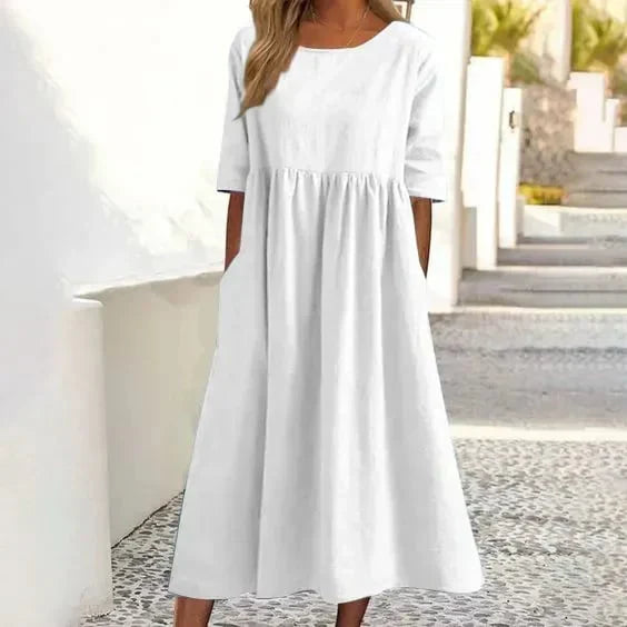 Echoarchiv | Hochwertiges Baumwoll-Leinen-Kleid