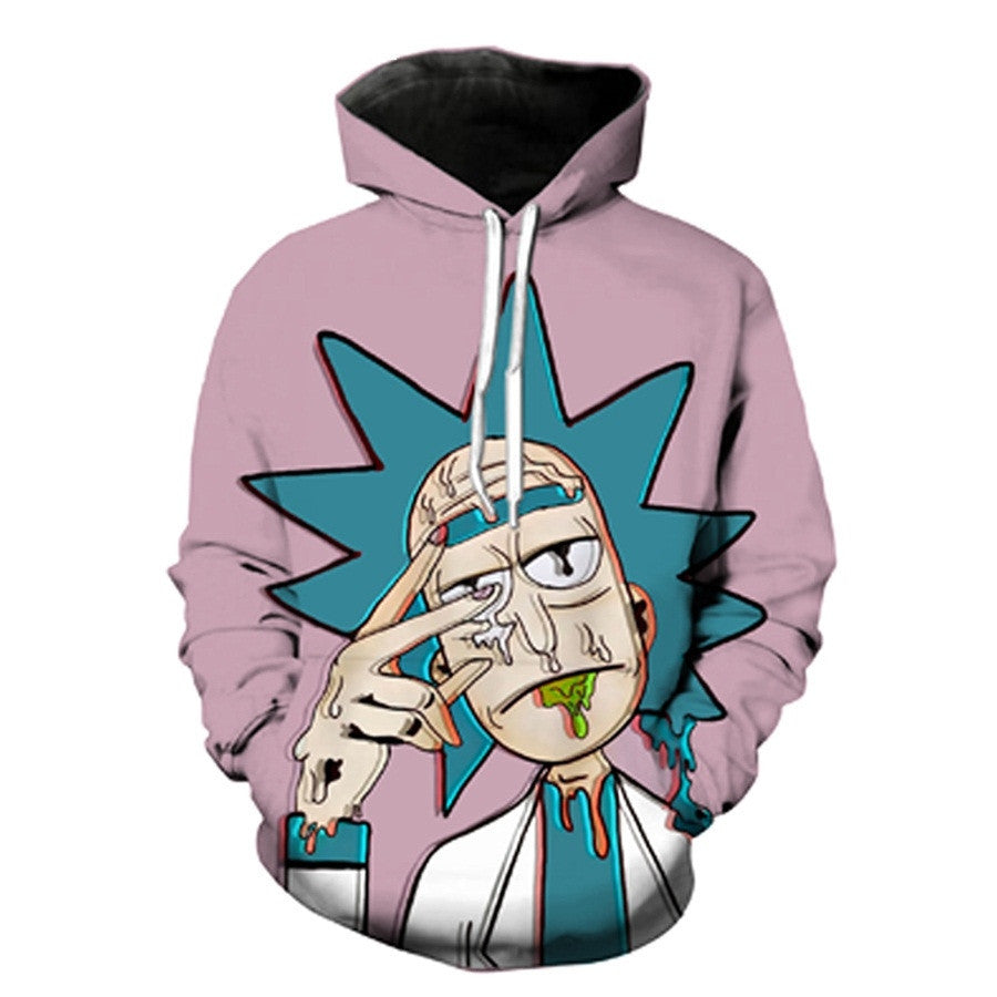 Unisex Kapuzenpullover mit großflächigem Cartoon-Print, tropfender Grafik & Kängurutasche – Auréline