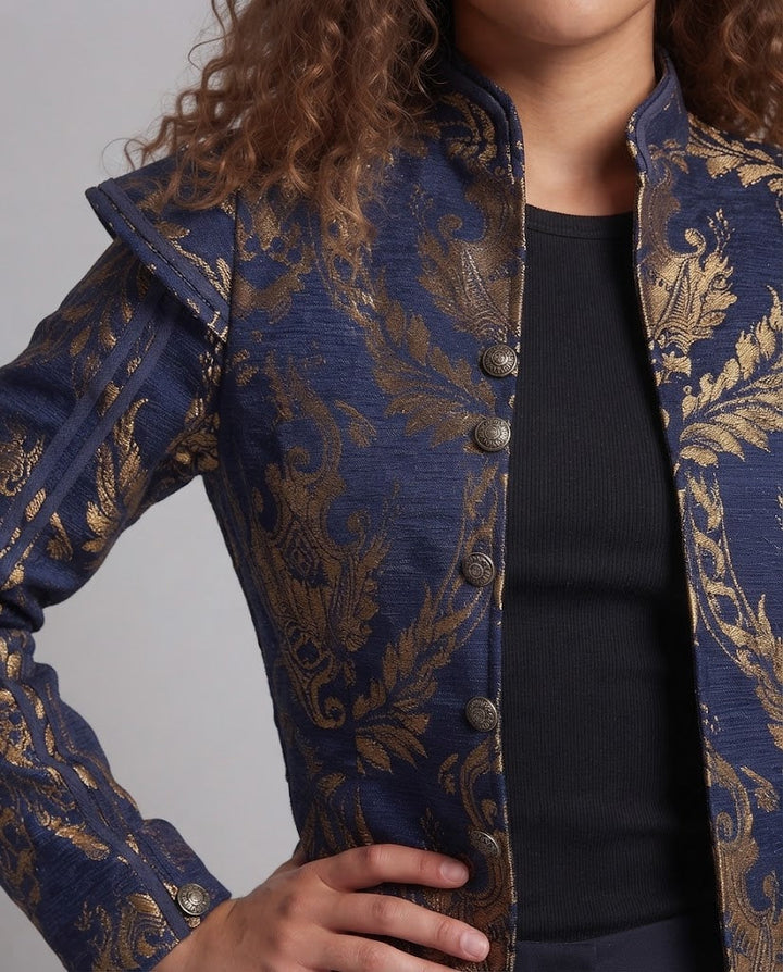 Damen Luxuriöse Jacquard-Jacke mit kunstvollen Stickereien Echo Archiv