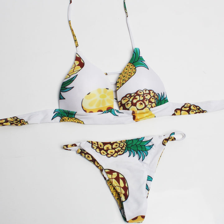 Damen Triangel-Bikini mit fröhlichem Ananas-Muster Echo Archiv