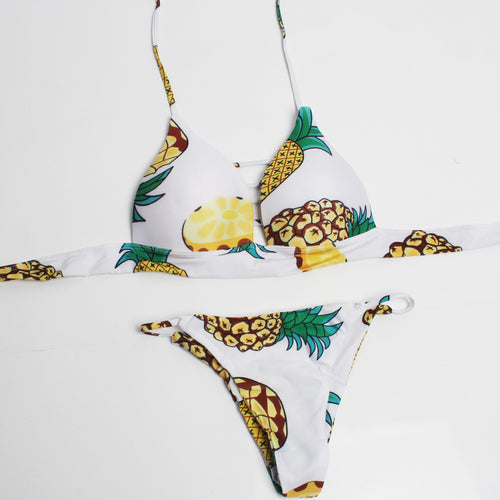 Damen Triangel-Bikini mit fröhlichem Ananas-Muster Echo Archiv