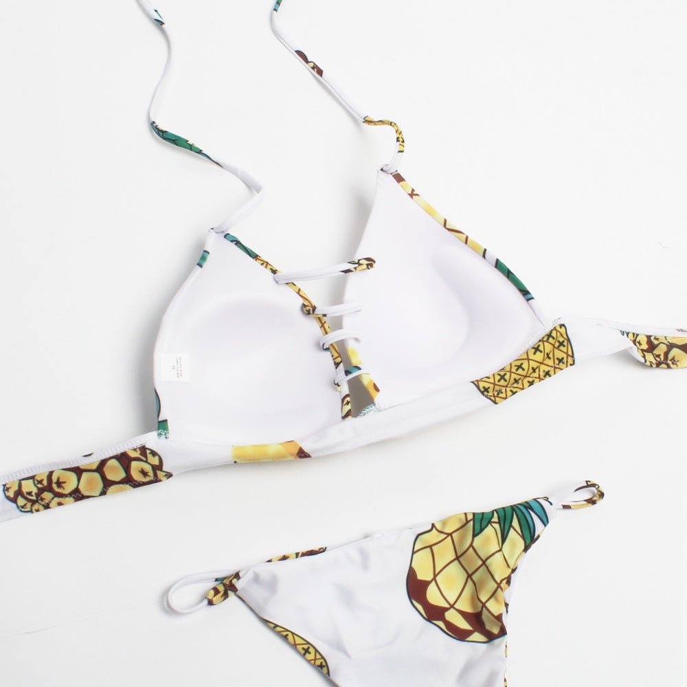 Damen Triangel-Bikini mit fröhlichem Ananas-Muster Echo Archiv
