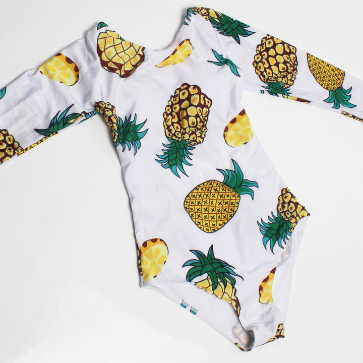 Damen Einteiliger Schwimmanzug mit Langarm und Ananas-Motiv Echo Archiv