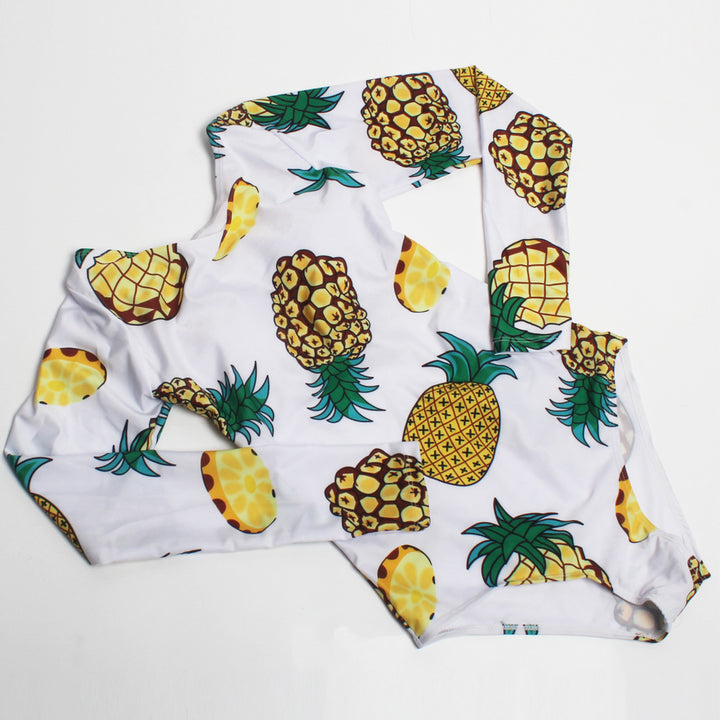 Damen Einteiliger Schwimmanzug mit Langarm und Ananas-Motiv Echo Archiv