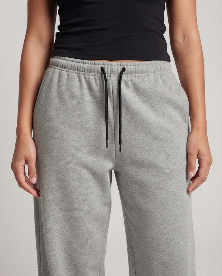 Damen Ultraweite Fleece-Sweatpants im Palazzo-Schnitt mit Tunnelzugbund Echo Archiv