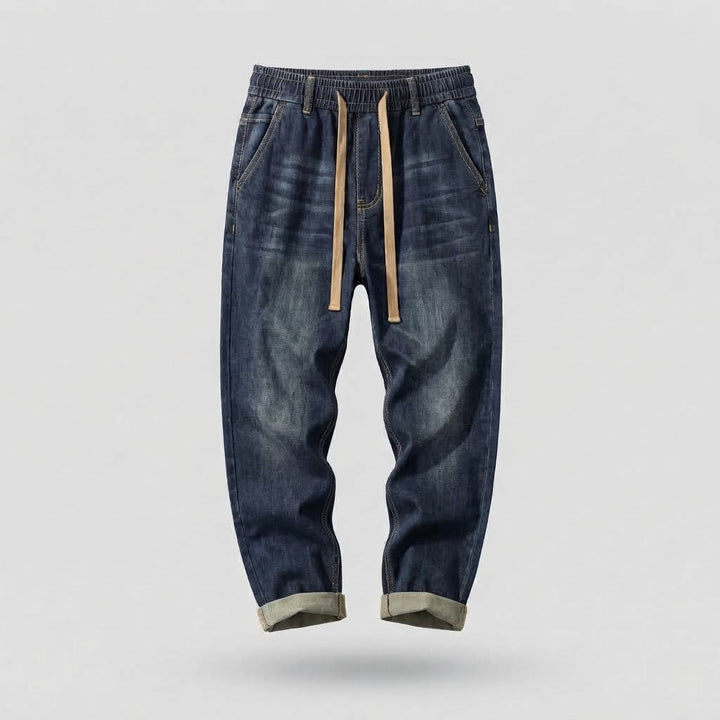 Herren Freizeit Denim Jogginghose mit elastischem Bund und Kordelzug Echoarchiv