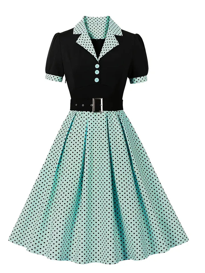 Echoarchiv - Stilvolle Herbst Vintage Kleid mit Polka Dots für Frauen