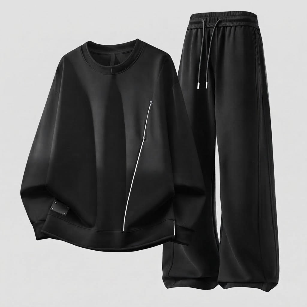 Herren Oversized Freizeitset aus schwerem Baumwollmix mit Rundhalsausschnitt Sweatshirt & weitem Jogginghose Echoarchiv