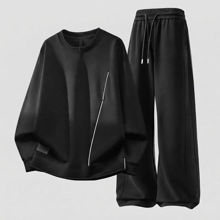 Herren Oversized Freizeitset aus schwerem Baumwollmix mit Rundhalsausschnitt Sweatshirt & weitem Jogginghose Echoarchiv