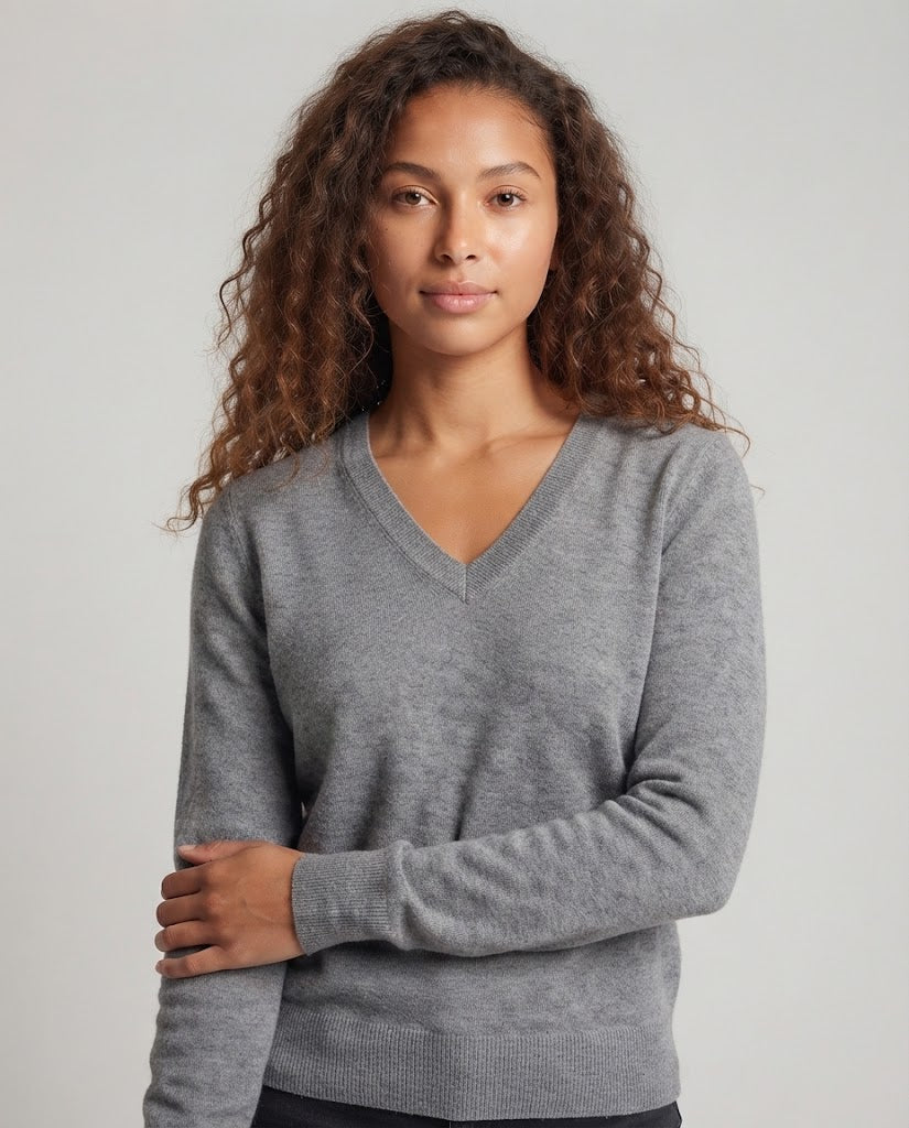 Damen V‑Ausschnitt Feinstrickpullover aus weichem Wollmix Echo Archiv