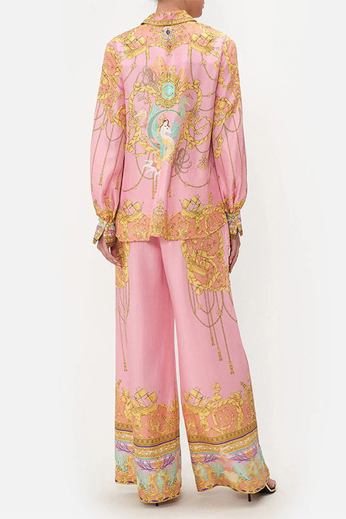 Echoarchiv | Rosiedress Einzigartiger Print Lantern Lange Ärmel Bluse Shirt und Weite Hosen Urlaub Outfit Set