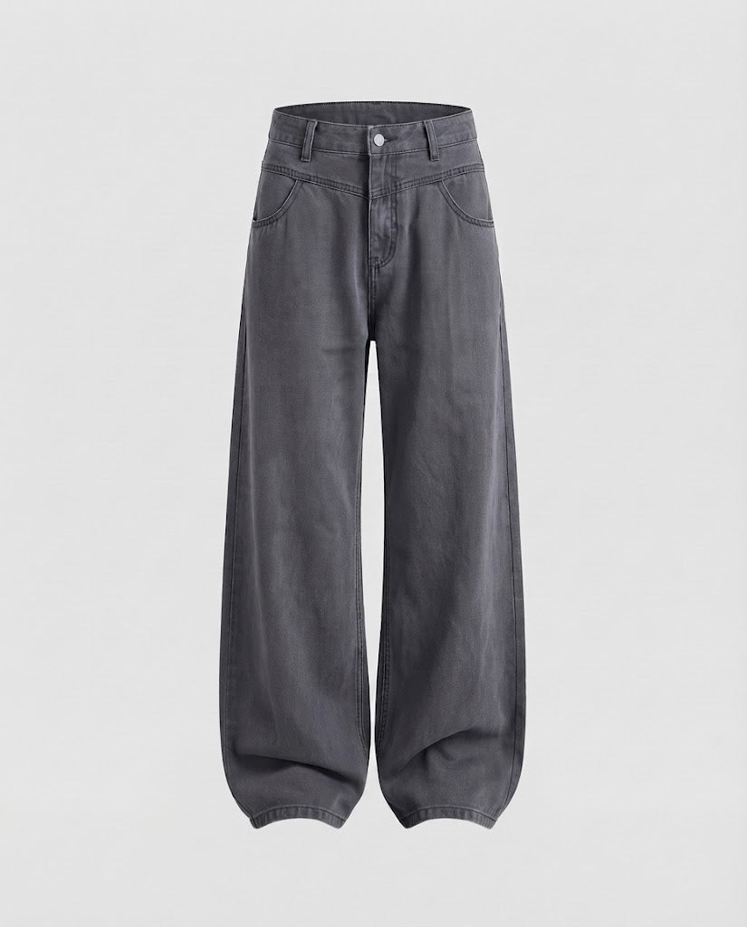 Damen Weit geschnittene Relaxed-Five-Pocket-Denimhose mit bodenlangem Saum Echo Archiv