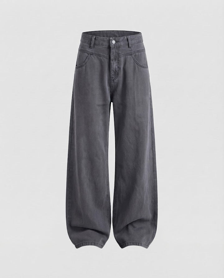 Damen Weit geschnittene Relaxed-Five-Pocket-Denimhose mit bodenlangem Saum Echo Archiv