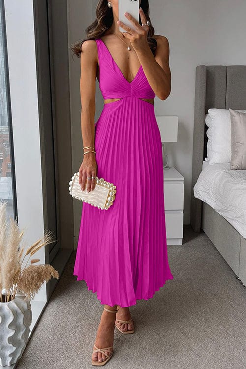 Echoarchiv | Damen Plissee Satin Kleid