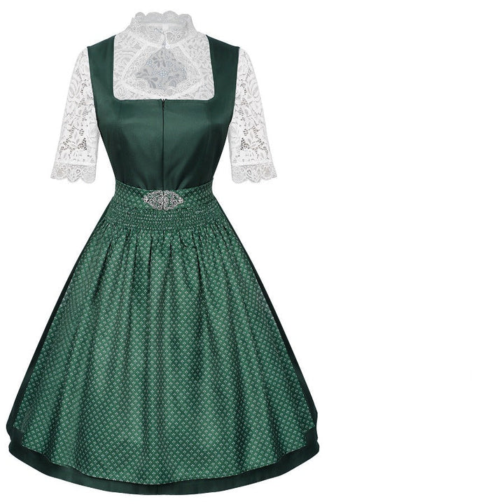 Damen Dirndlkleid mit floralen Details und Spitzenärmel Echoarchiv
