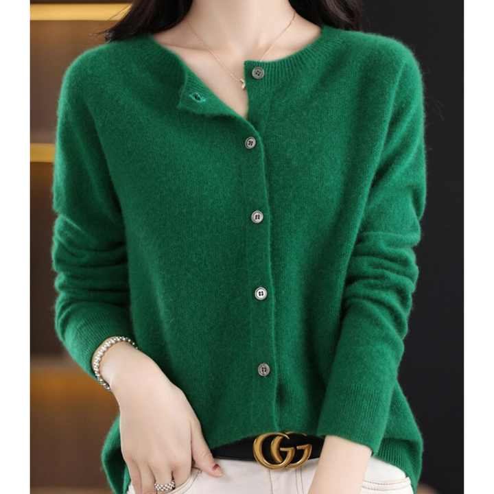 Echoarchiv | Merinowolle Damen O-Ausschnitt gestrickte Strickjacke Pullover
