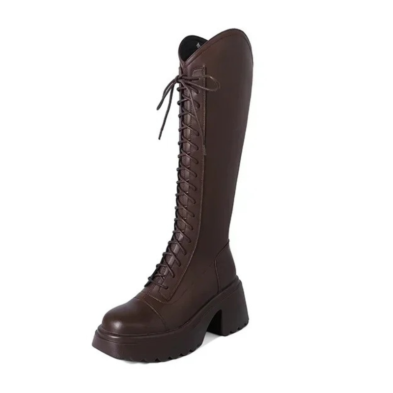 Echoarchiv | Hohe Stiefel Damenstiefel mit Schnürung und Robuster Ferse