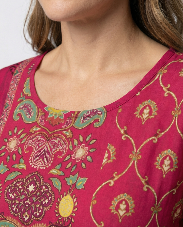 Damen Boho-Kaftan-Kleid mit Fließendem Stoff & Beinschlitz | Echoarchiv