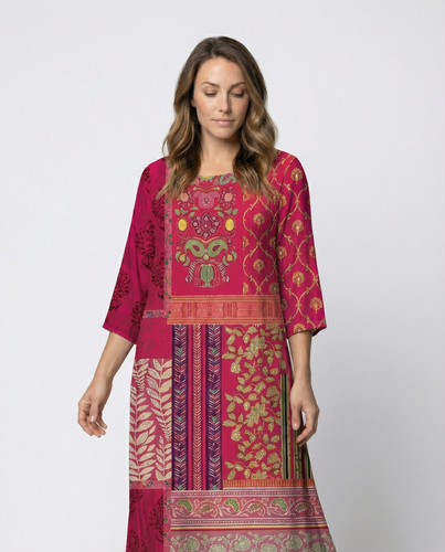 Damen Boho-Kaftan-Kleid mit Fließendem Stoff & Beinschlitz | Echoarchiv
