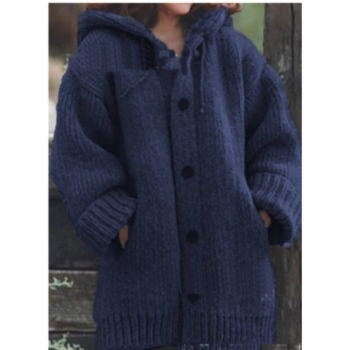 Kuscheliger Strickmantel Mit Kapuze Für Damen
